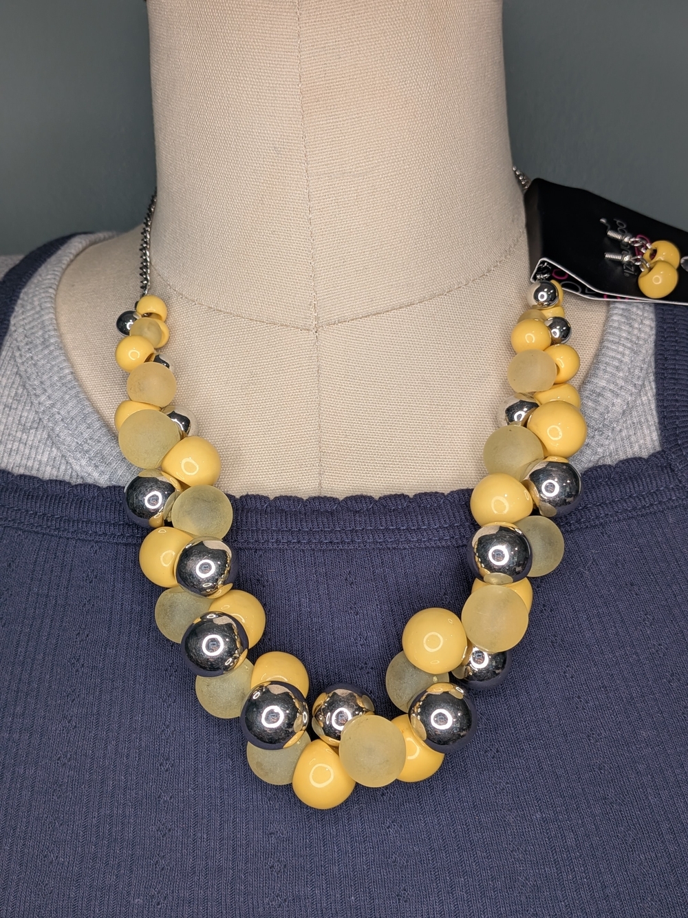 Yellow Beaded Statement Necklace by